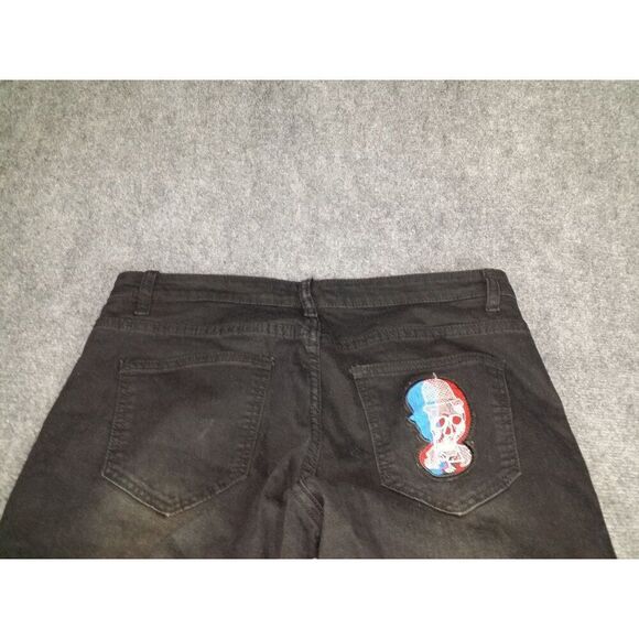 Bart Simpson Jeans Men Sz L Black Straight Leg Embroidered Zippers Streetwear‎ - Picture 8 of 8